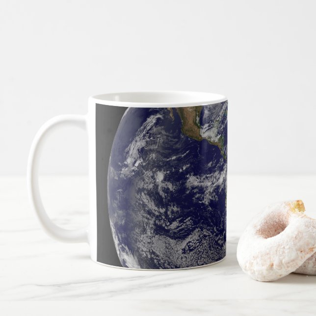 Full Earth Showing A Powerful Winter Storm. Coffee Mug (With Donut)