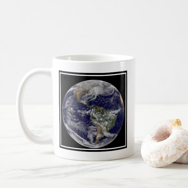 Full Earth Showing A Powerful Winter Storm. Coffee Mug (With Donut)