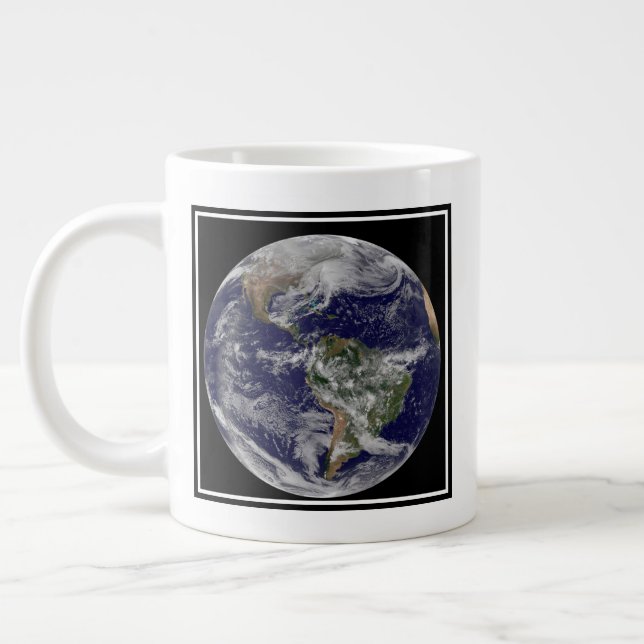 Full Earth Showing A Powerful Winter Storm. Large Coffee Mug (Left)