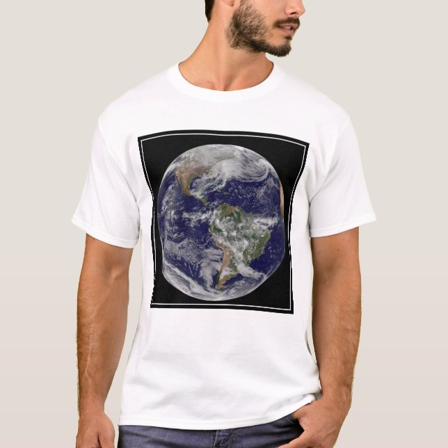 Full Earth Showing A Powerful Winter Storm. T-Shirt (Front)