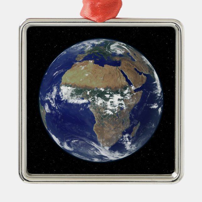 Full Earth Showing Africa and Europe Metal Tree Decoration (Front)