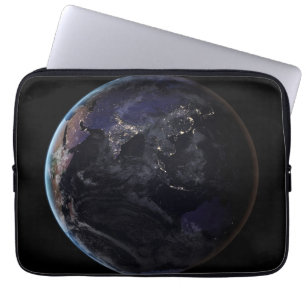 Full Earth Showing City Lights Of Asia At Night. Laptop Sleeve