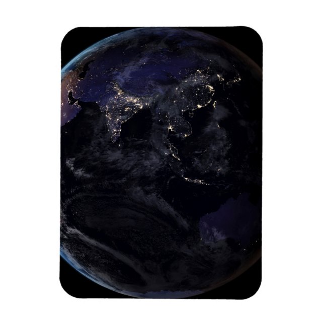 Full Earth Showing City Lights Of Asia At Night. Magnet (Vertical)