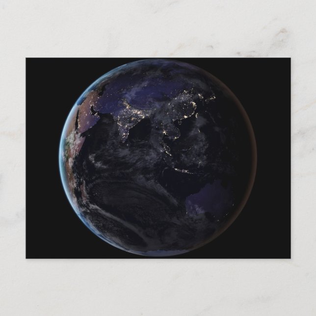Full Earth Showing City Lights Of Asia At Night. Postcard (Front)