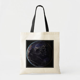 Full Earth Showing City Lights Of Asia At Night. Tote Bag