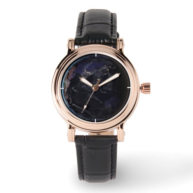 Full Earth Showing City Lights Of Asia At Night. Watch (Front)