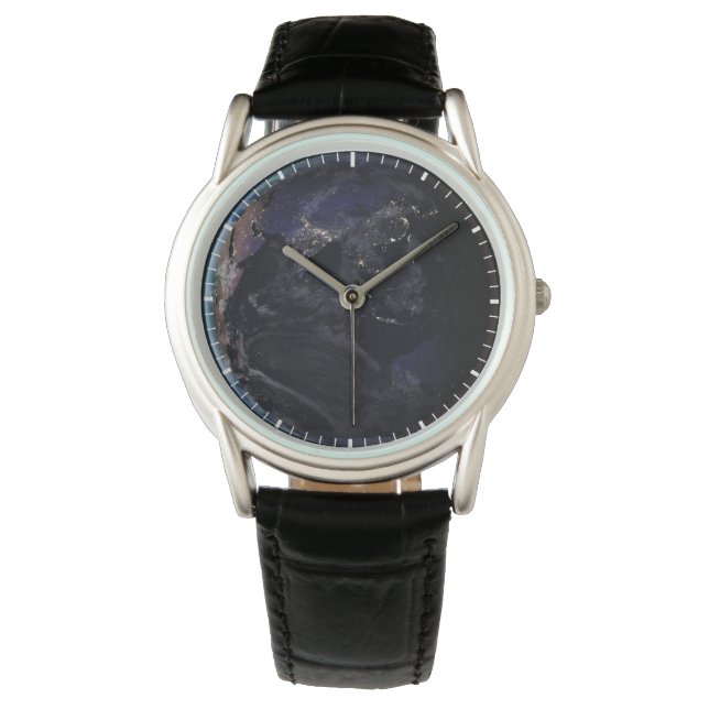 Full Earth Showing City Lights Of Asia At Night. Watch (Front)