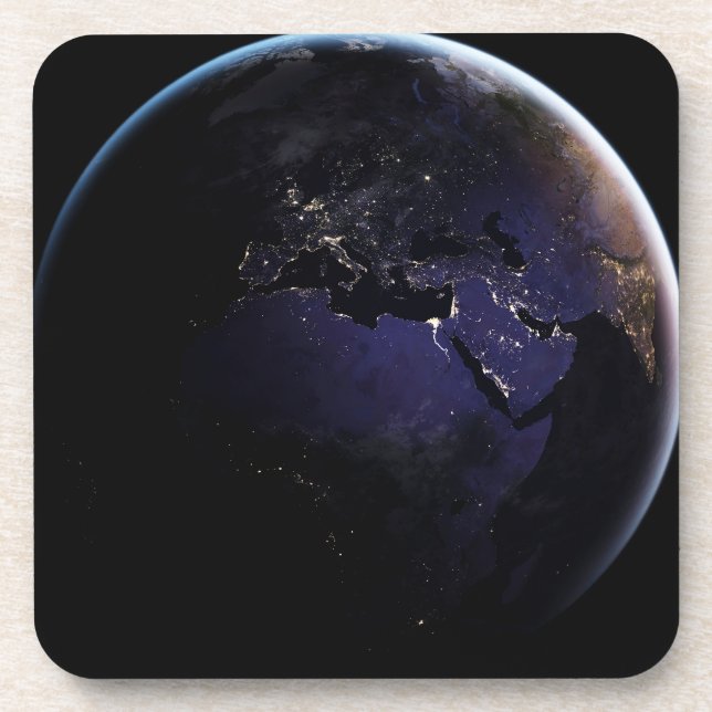 Full Earth Showing City Lights Of Europe At Night. Coaster (Front)