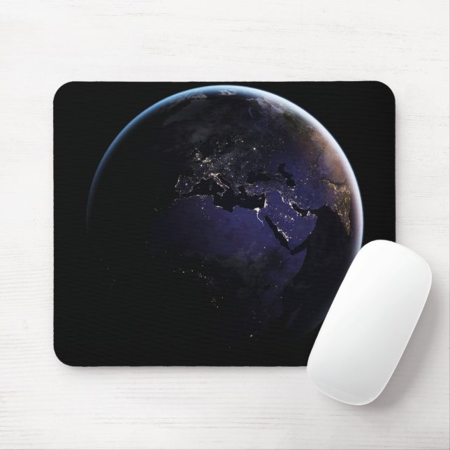Full Earth Showing City Lights Of Europe At Night. Mouse Mat (With Mouse)