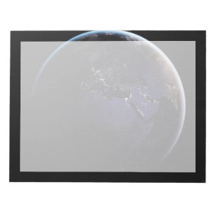 Full Earth Showing City Lights Of Europe At Night. Notepad