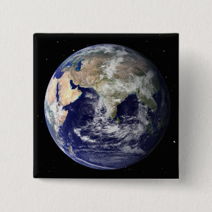 Full Earth showing Europe and Asia 2 15 Cm Square Badge