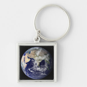 Full Earth showing Europe and Asia 2 Key Ring