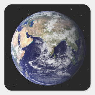 Full Earth showing Europe and Asia 2 Square Sticker