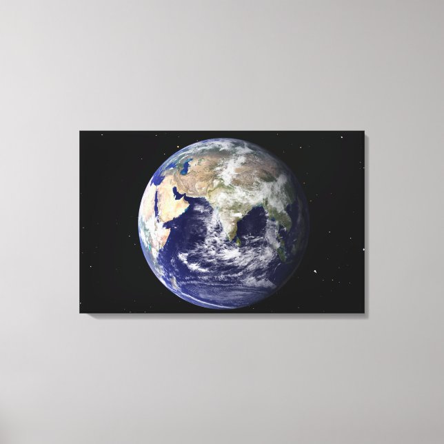 Full Earth showing Europe and Asia Canvas Print (Front)