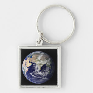 Full Earth showing Europe and Asia Key Ring