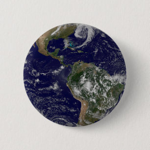 Full Earth Showing Low Pressure Systems. 6 Cm Round Badge