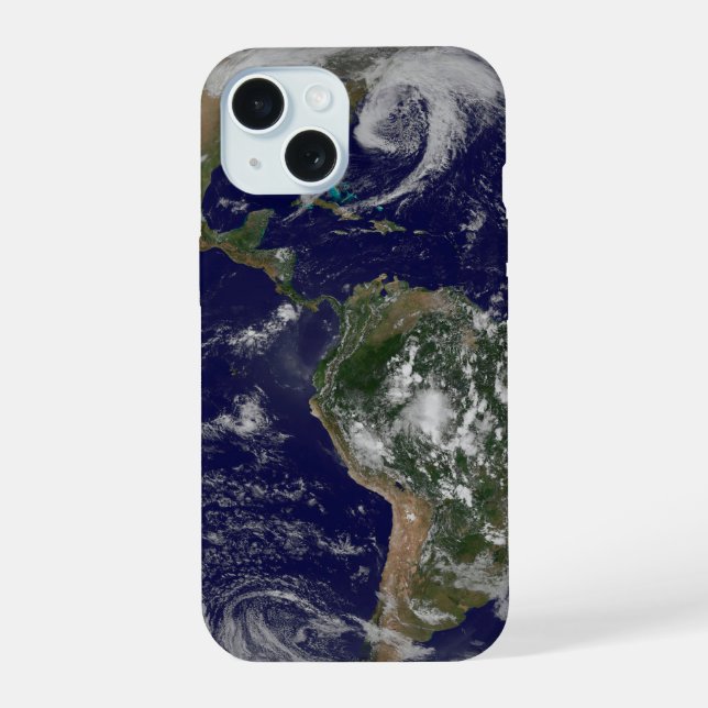 Full Earth Showing Low Pressure Systems. iPhone 15 Case (Back)