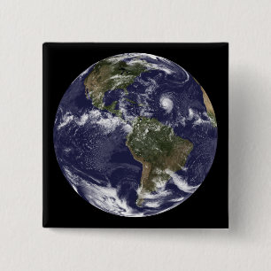 Full Earth showing North America 2 15 Cm Square Badge