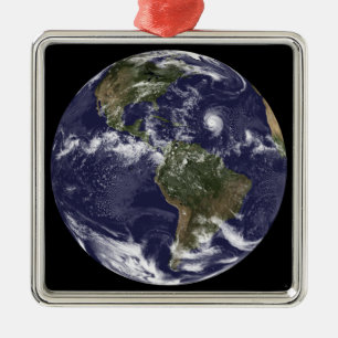 Full Earth showing North America 2 Metal Tree Decoration