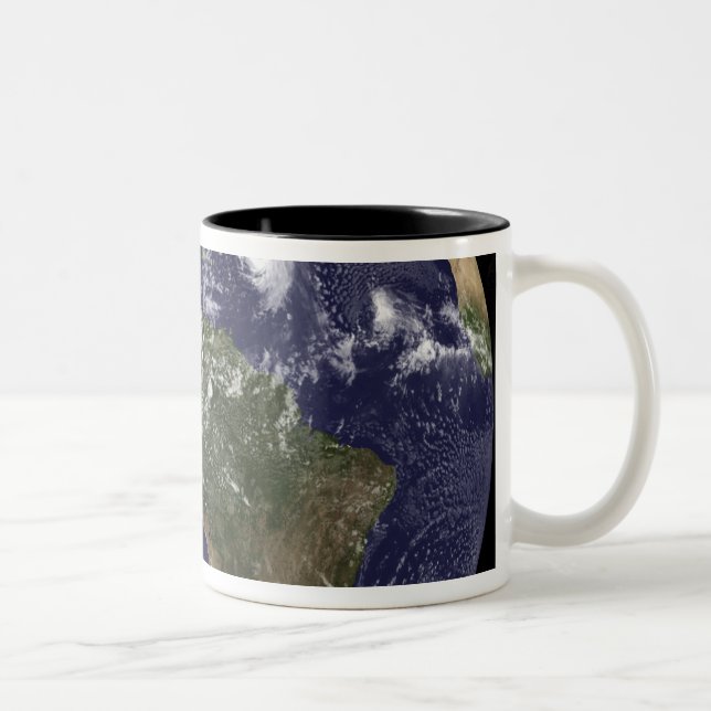 Full Earth showing North America 2 Two-Tone Coffee Mug (Right)