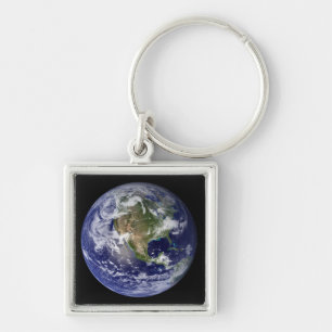 Full Earth showing North America 3 Key Ring