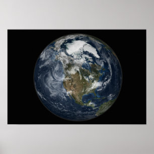 Full Earth showing North America 3 Poster