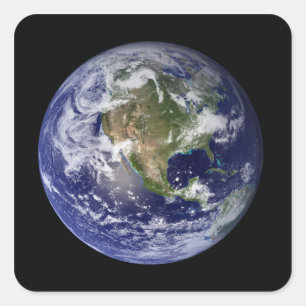 Full Earth showing North America 3 Square Sticker