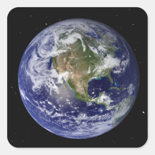 Full Earth showing North America 4 Square Sticker