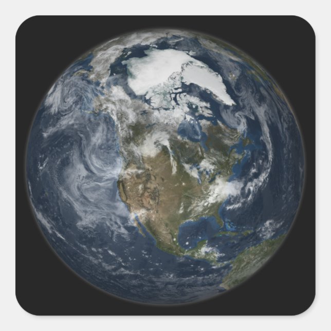 Full Earth showing North America 5 Square Sticker (Front)
