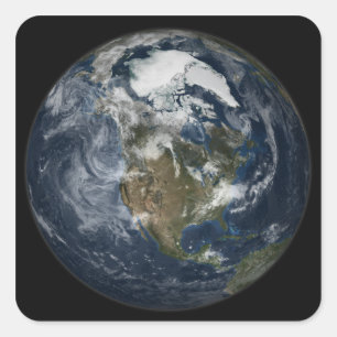 Full Earth showing North America 5 Square Sticker