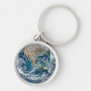 Full Earth Showing North America And Mexico. Key Ring