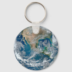 Full Earth Showing North America And Mexico. Key Ring