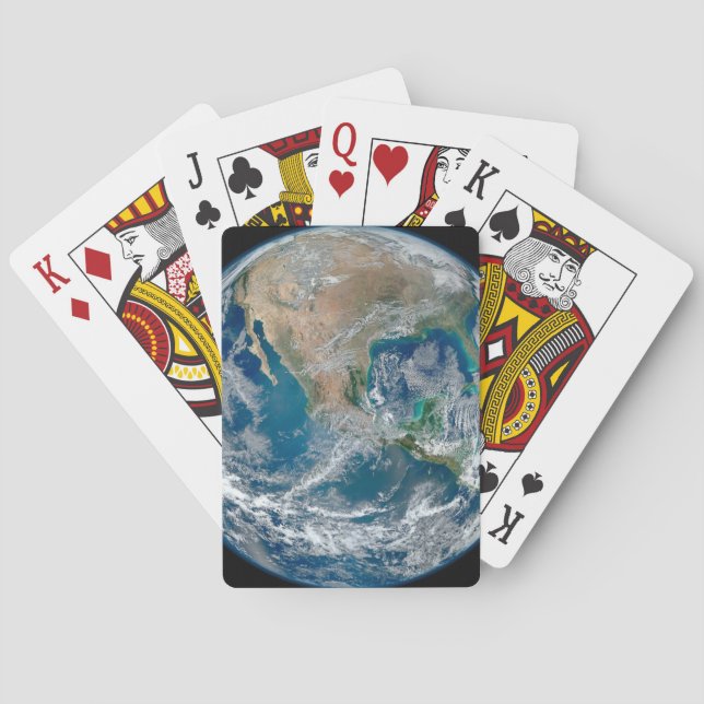 Full Earth Showing North America And Mexico. Playing Cards (Back)