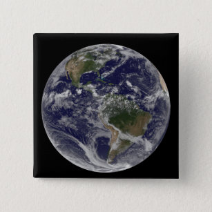 Full Earth showing North America and South Amer 15 Cm Square Badge