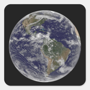 Full Earth showing North America and South Amer 3 Square Sticker