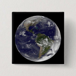 Full Earth showing North America and South Amer 5 15 Cm Square Badge