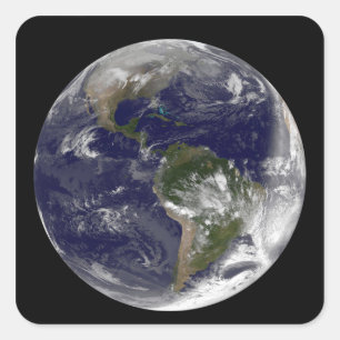 Full Earth showing North America and South Amer 5 Square Sticker