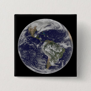 Full Earth showing North America and South Amer 6 15 Cm Square Badge