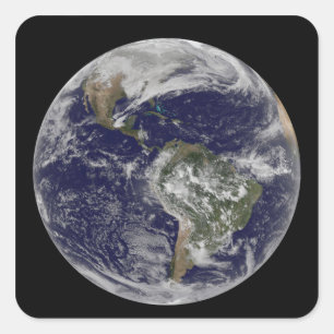 Full Earth showing North America and South Amer 6 Square Sticker