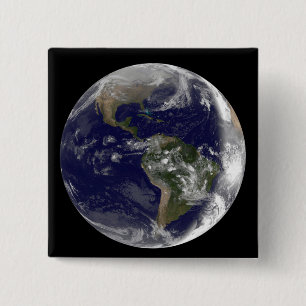 Full Earth showing North America and South Amer 7 15 Cm Square Badge