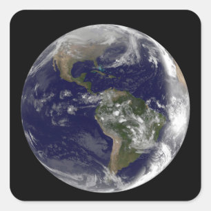 Full Earth showing North America and South Amer 7 Square Sticker