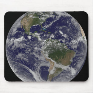 Full Earth showing North America and South Amer Mouse Mat