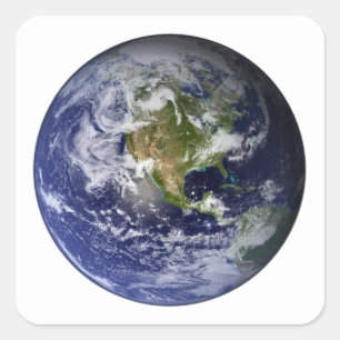 Full Earth showing North America Square Sticker
