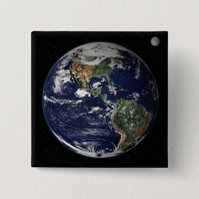 Full Earth showing North and South America 15 Cm Square Badge (Front)