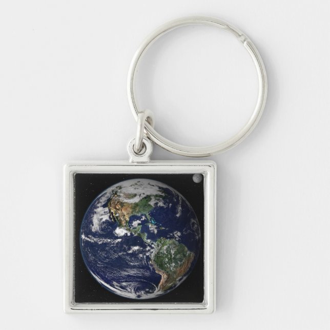 Full Earth showing North and South America Key Ring (Front)