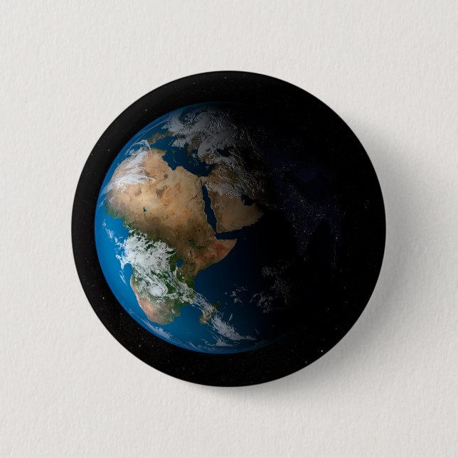 Full Earth Showing Simulated Clouds Over Africa. 6 Cm Round Badge (Front)