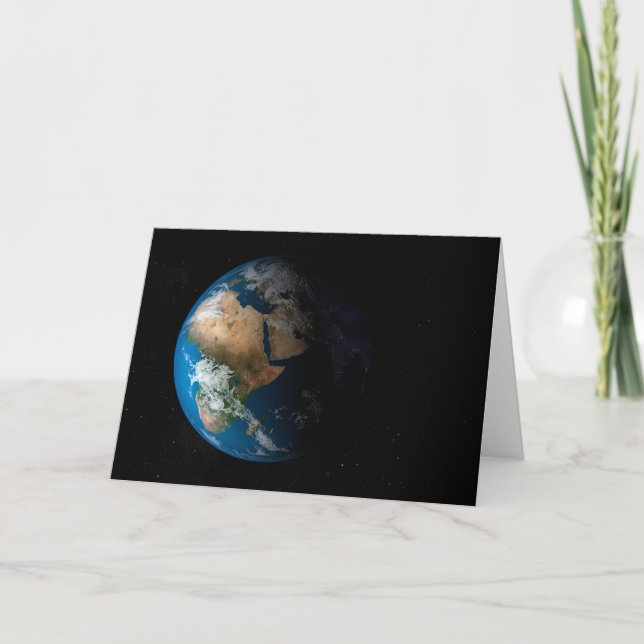 Full Earth Showing Simulated Clouds Over Africa. Card (Front)