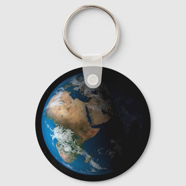 Full Earth Showing Simulated Clouds Over Africa. Key Ring (Front)