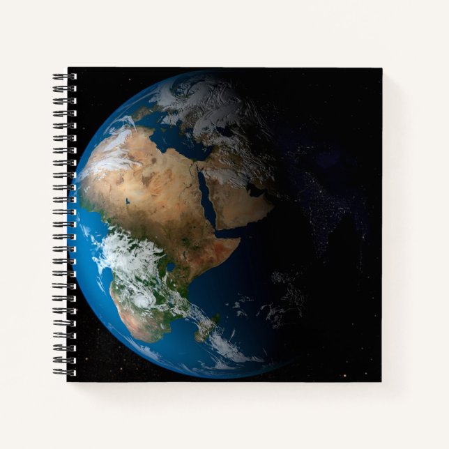 Full Earth Showing Simulated Clouds Over Africa. Notebook (Front)