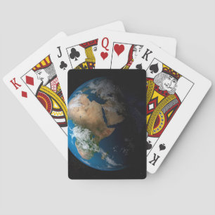 Full Earth Showing Simulated Clouds Over Africa. Playing Cards